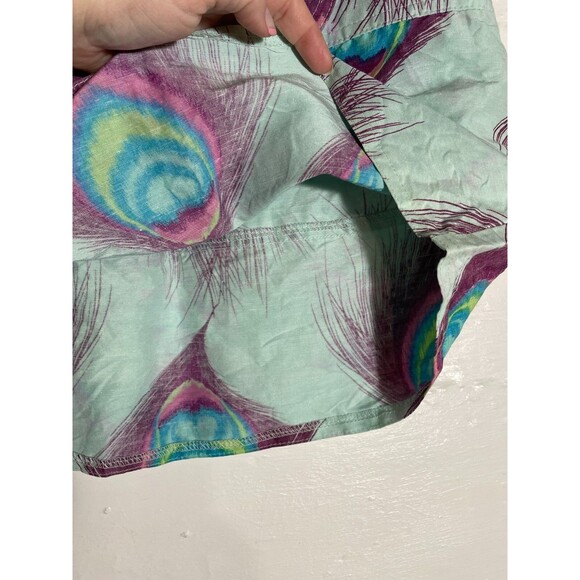 Vintage Nanette Lepore Ultra Mini Low Rise Skirt Peacock Feathers Boho 00s Y2K - Picture 8 of 14